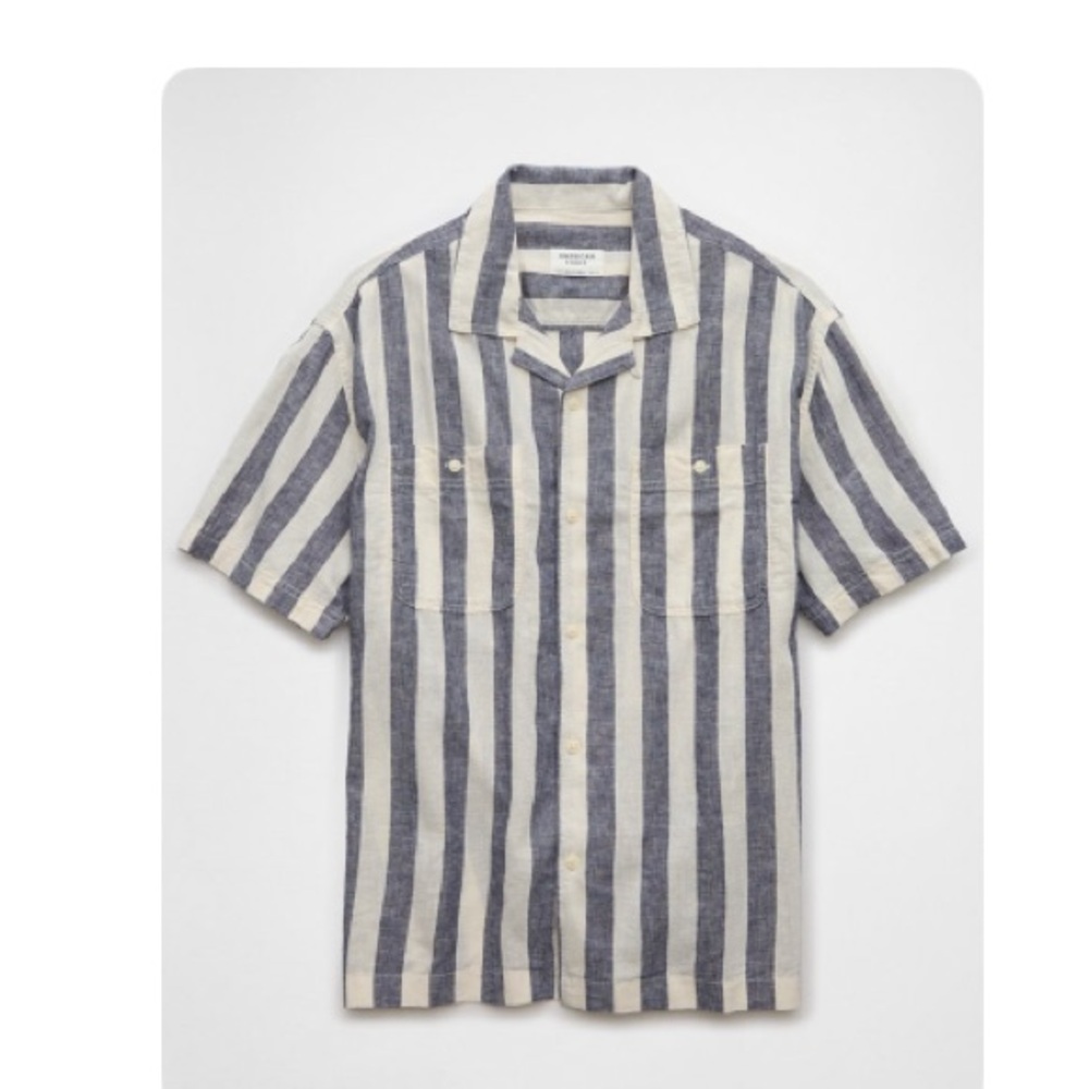 NWT Striped Short Sleeve Button Down Collared Shirt - American Eagle Outfitters